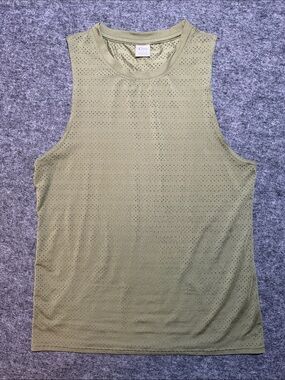 ZYIA Active Tank Top Womens Size L Olive Green Mesh Sleeveless Athleisure